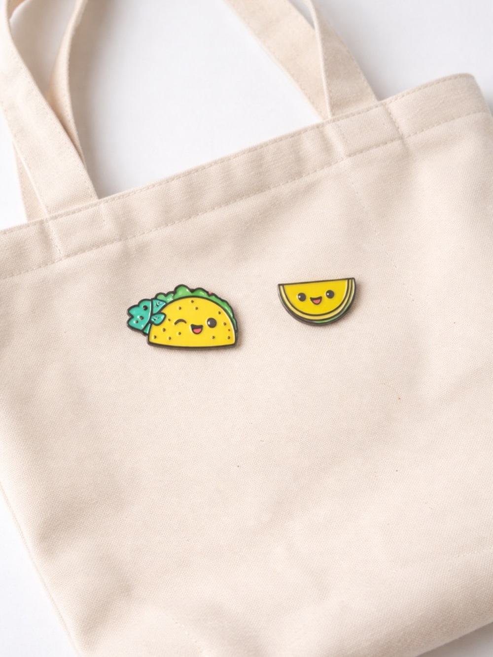 Cute Fish Taco & Lemon Enamel Pin‎ Set - Yellow Kids Bag Pins